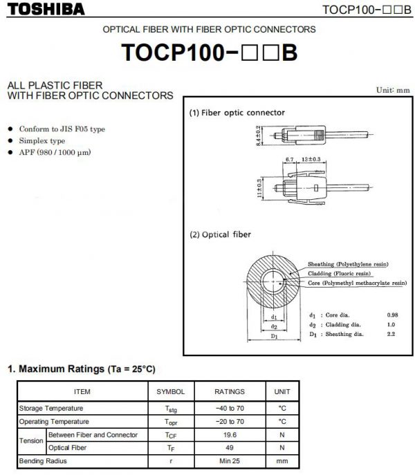 TOSHIBA TOCP100-datasheet_Technical-drawing