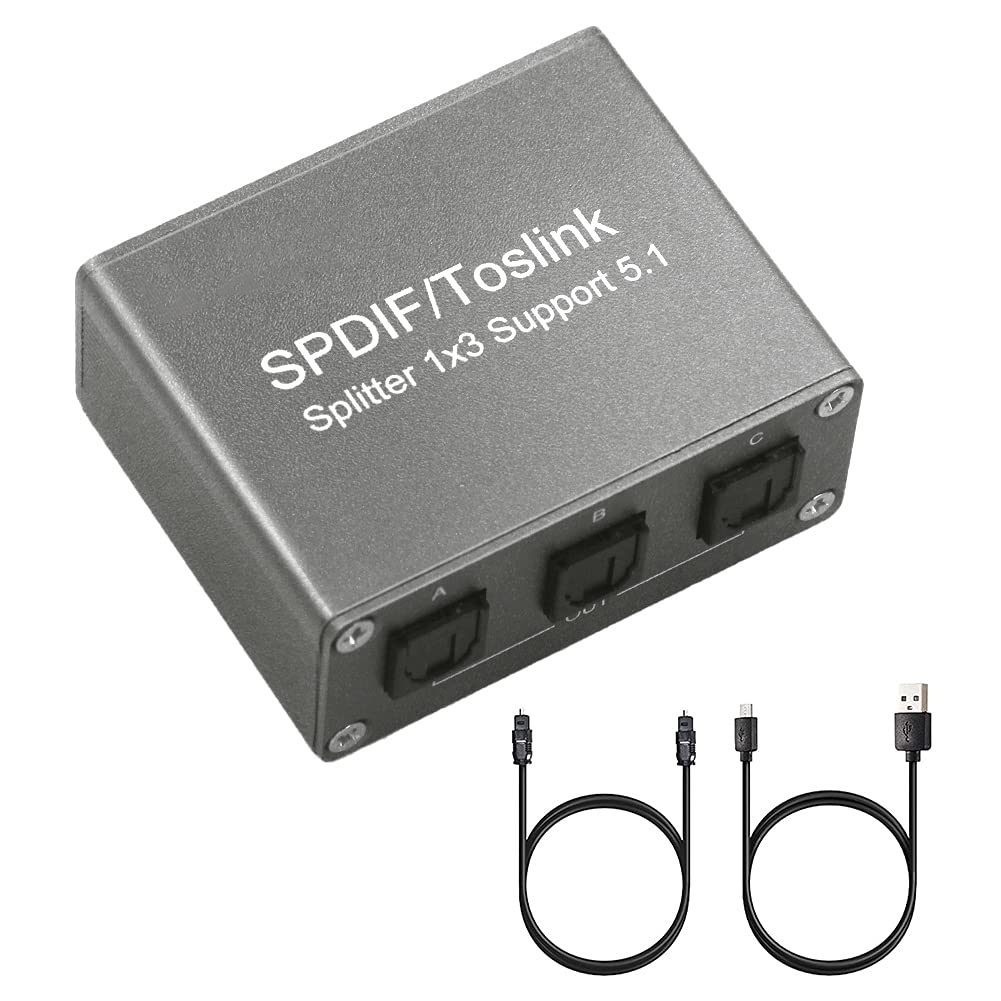 1 to 3 active SPDIF Toslink Splitter with USB power-2